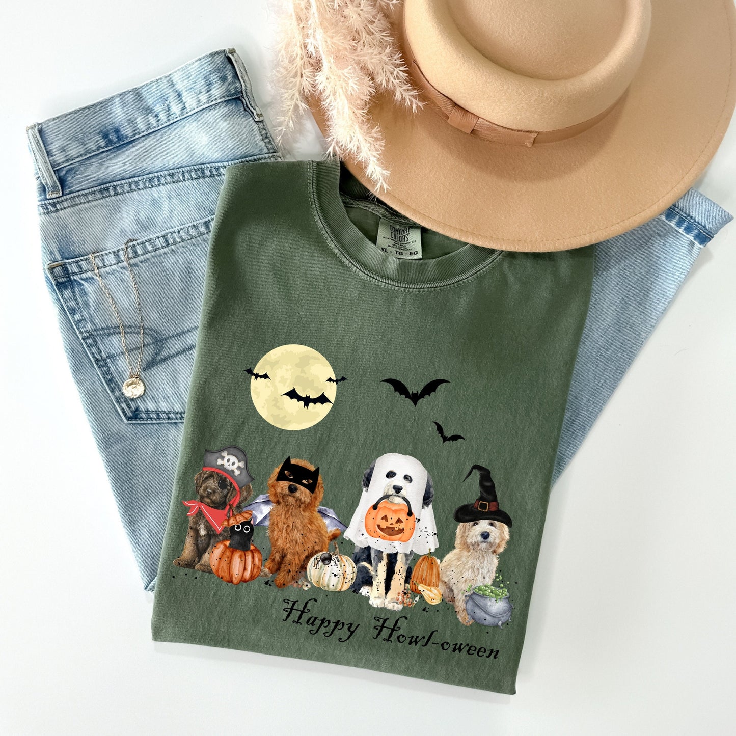 Comfort Colors® Dog Ghost Halloween T-shirt - Cute Doodle Dog Mom Shirt Gift, Goldendoodle, Labradoodle, Bernedoodle, Etc., Unisex