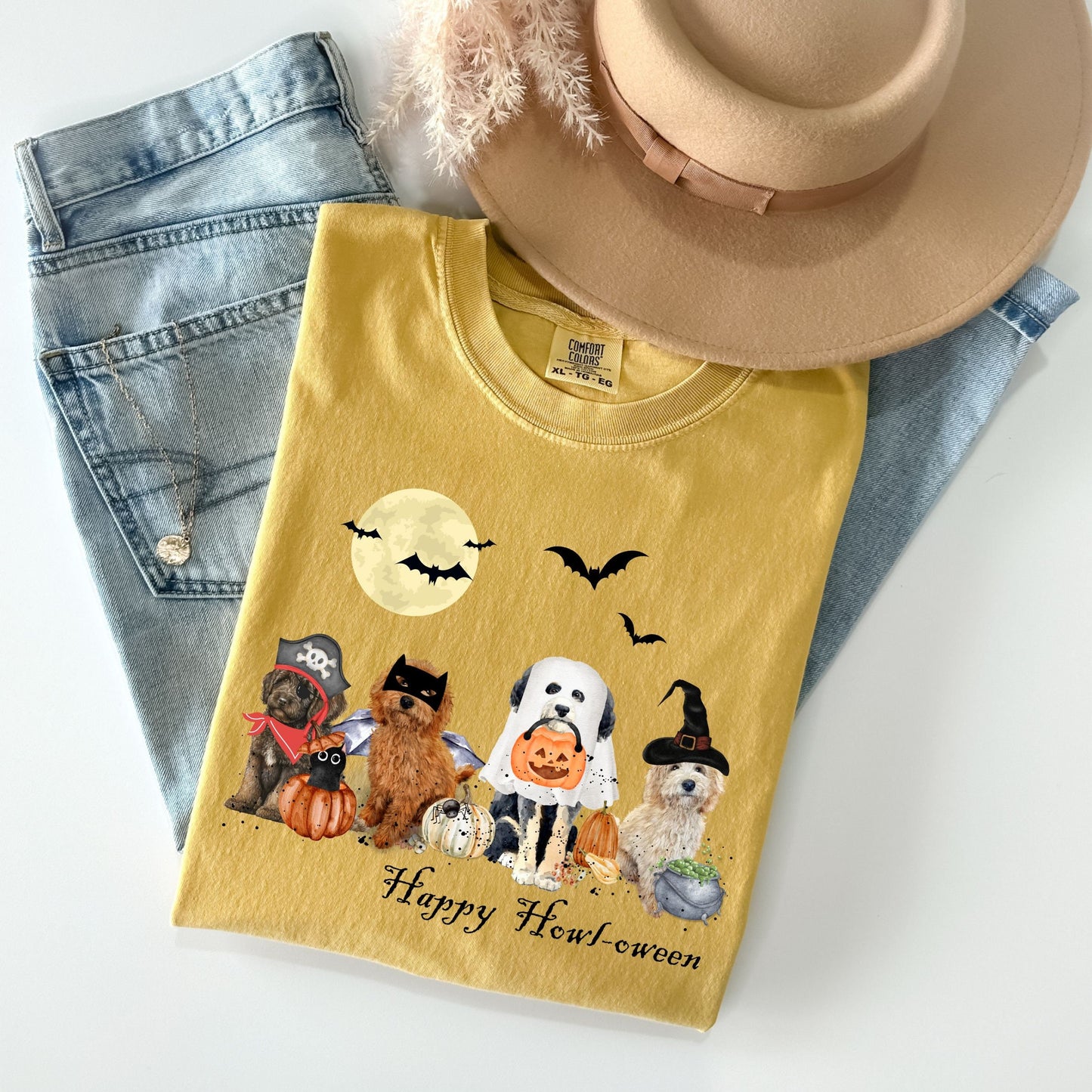 Comfort Colors® Dog Ghost Halloween T-shirt - Cute Doodle Dog Mom Shirt Gift, Goldendoodle, Labradoodle, Bernedoodle, Etc., Unisex