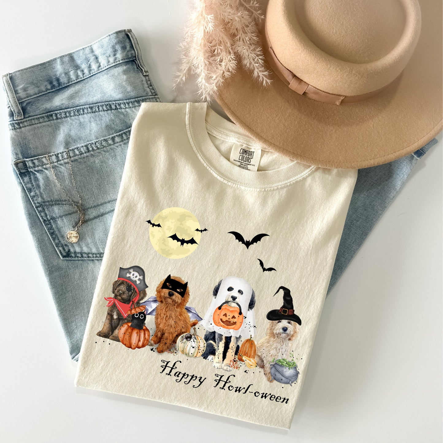 Comfort Colors® Dog Ghost Halloween T-shirt - Cute Doodle Dog Mom Shirt Gift, Goldendoodle, Labradoodle, Bernedoodle, Etc., Unisex