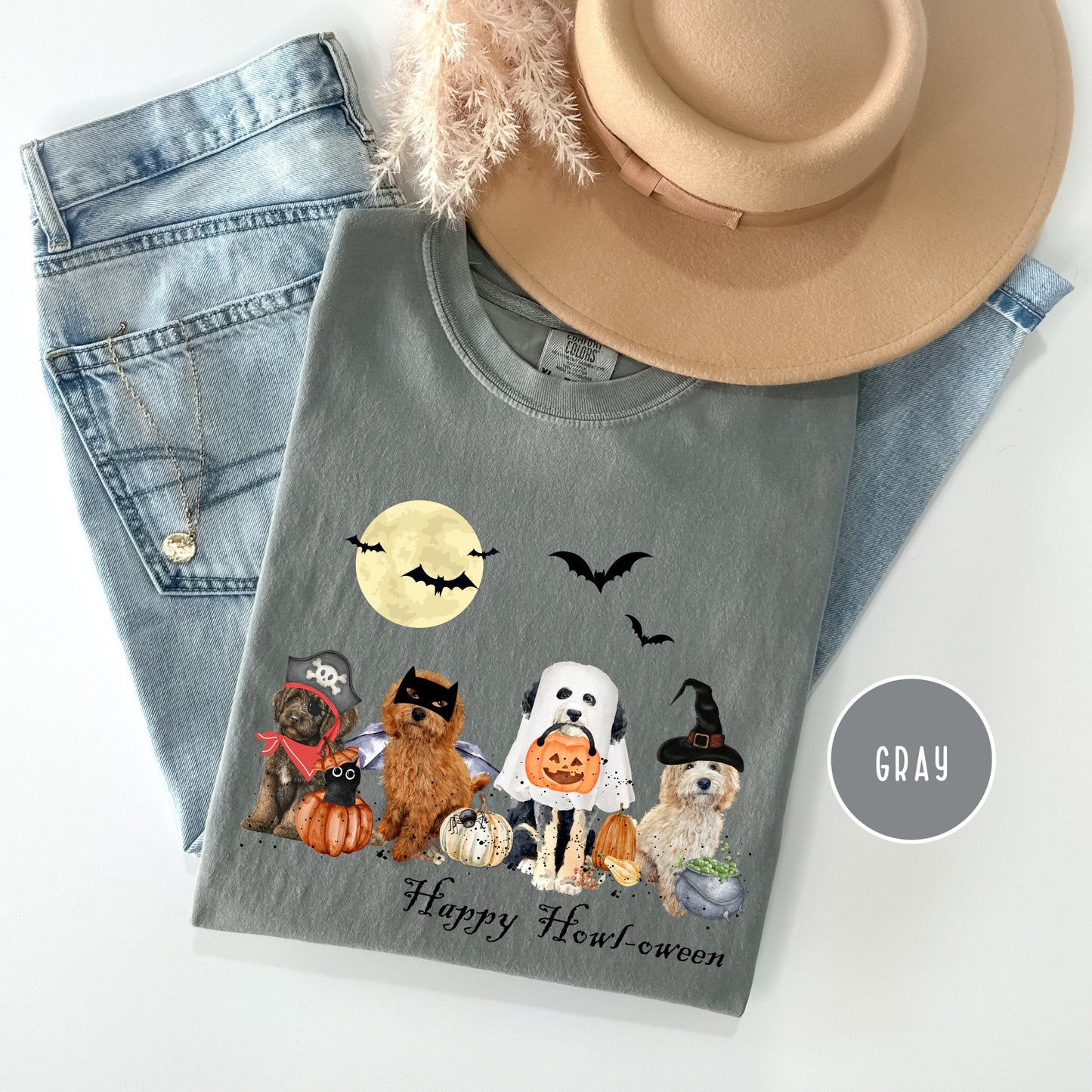 Comfort Colors® Dog Ghost Halloween T-shirt - Cute Doodle Dog Mom Shirt Gift, Goldendoodle, Labradoodle, Bernedoodle, Etc., Unisex