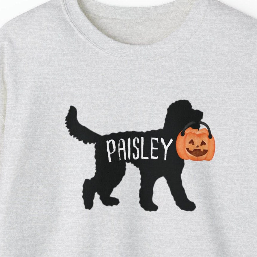 Personalized Doodle Dog Halloween Pumpkin Sweatshirt - Doodle Dog Mom Gift, Goldendoodle, Labradoodle, Bernedoodle, Etc.