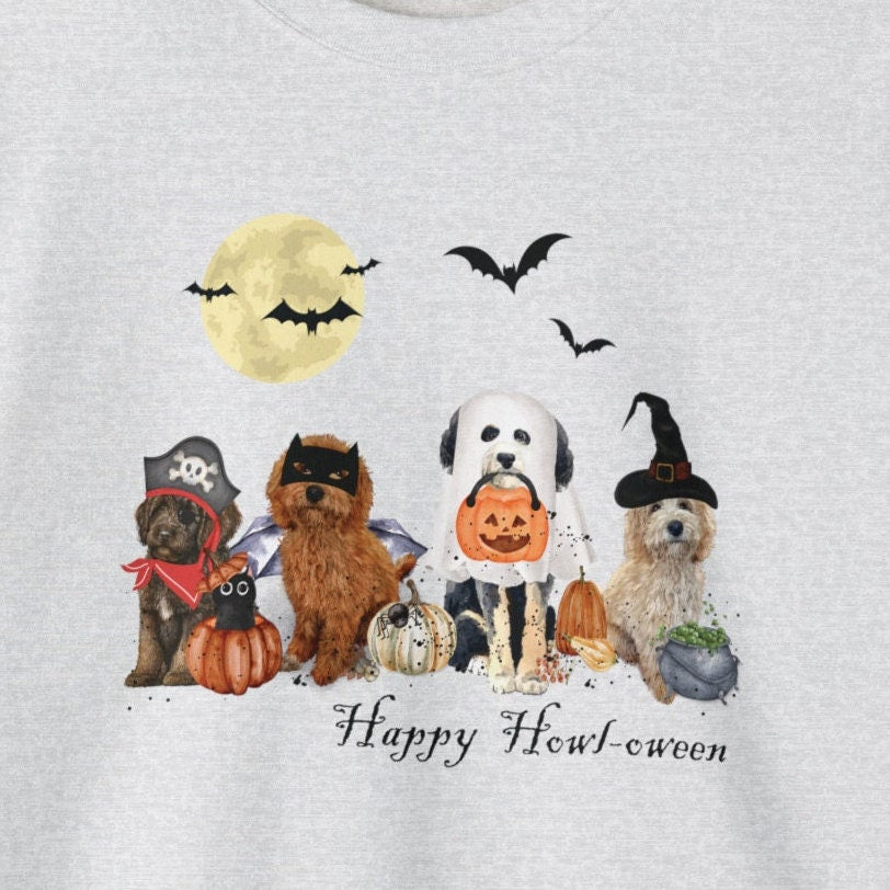 Halloween Dogs Sweatshirt - Ghost Doodle Dogs Halloween Sweatshirt, Goldendoodle, Labradoodle, Bernedoodle, Aussiedoodle Shirt