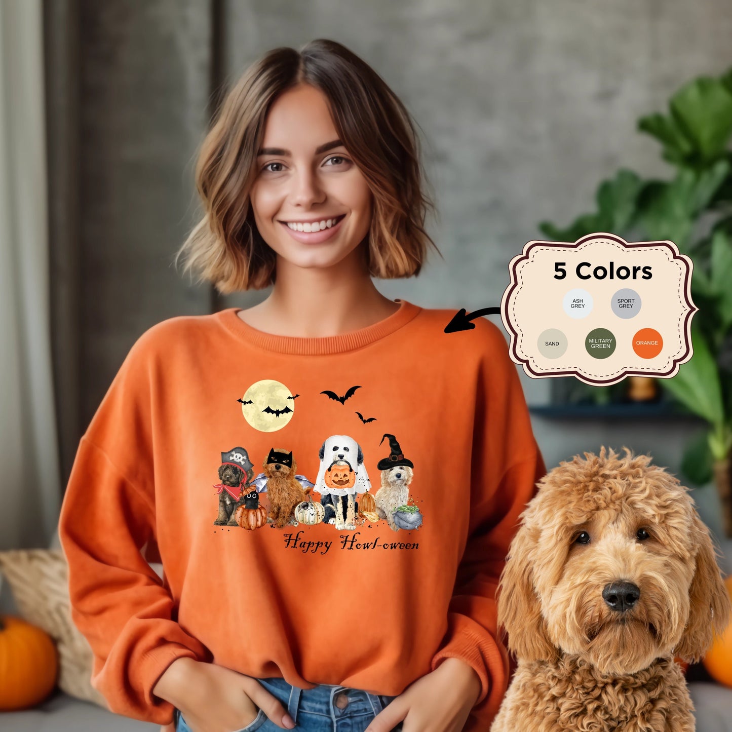 Halloween Dogs Sweatshirt - Ghost Doodle Dogs Halloween Sweatshirt, Goldendoodle, Labradoodle, Bernedoodle, Aussiedoodle Shirt