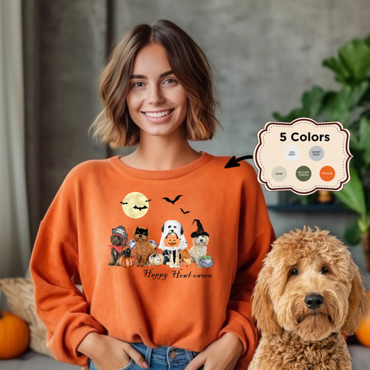 Halloween Dogs Sweatshirt - Ghost Doodle Dogs Halloween Sweatshirt, Goldendoodle, Labradoodle, Bernedoodle, Aussiedoodle Shirt