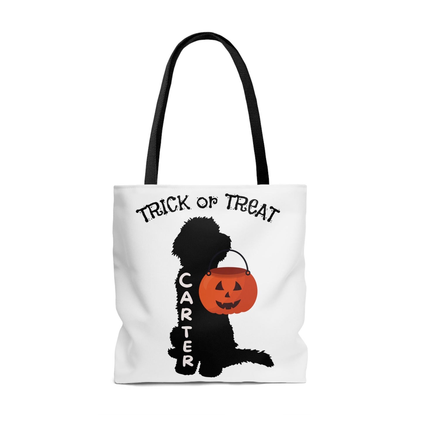 Personalized Doodle Dog Silhouette Bag - Halloween Trick or Treat Bag, Tote Bag, Labradoodle, Goldendoodle, Bernedoodle, Aussiedoo