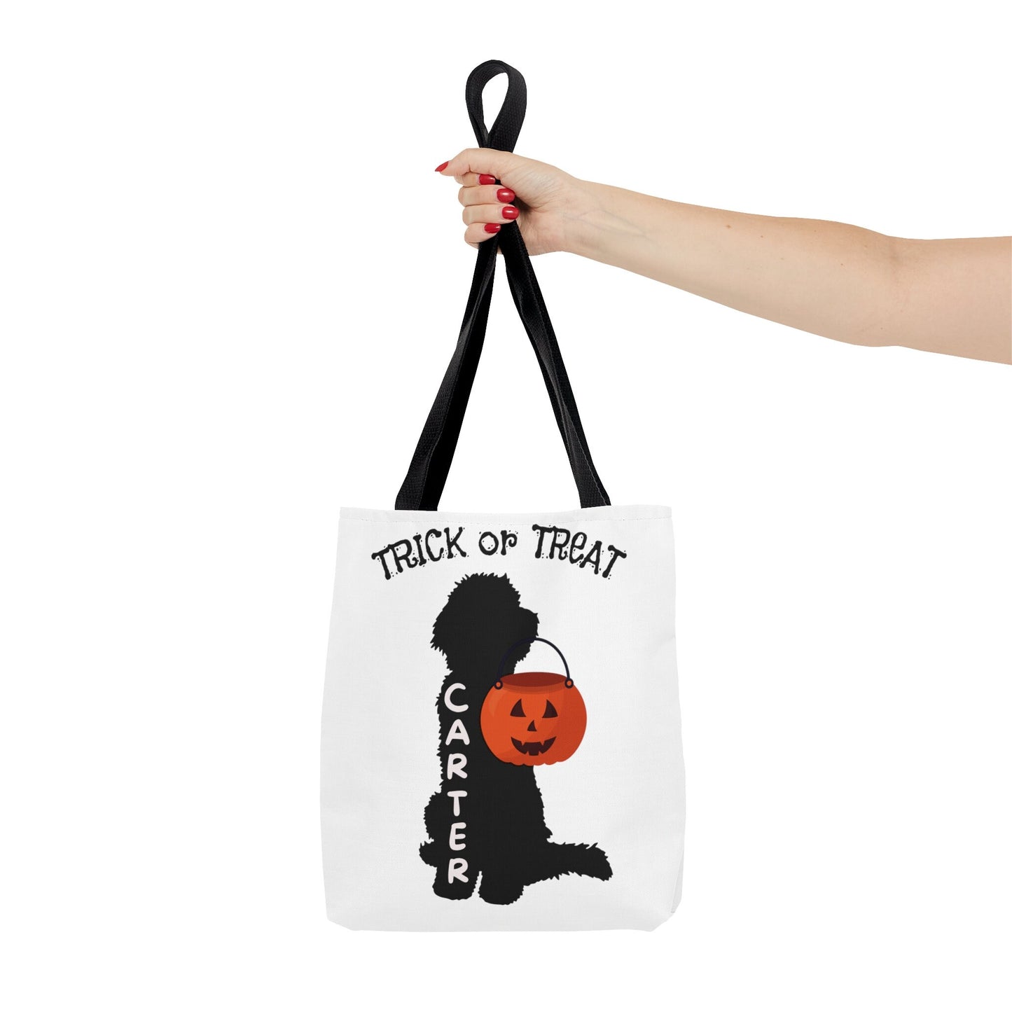 Personalized Doodle Dog Silhouette Bag - Halloween Trick or Treat Bag, Tote Bag, Labradoodle, Goldendoodle, Bernedoodle, Aussiedoo