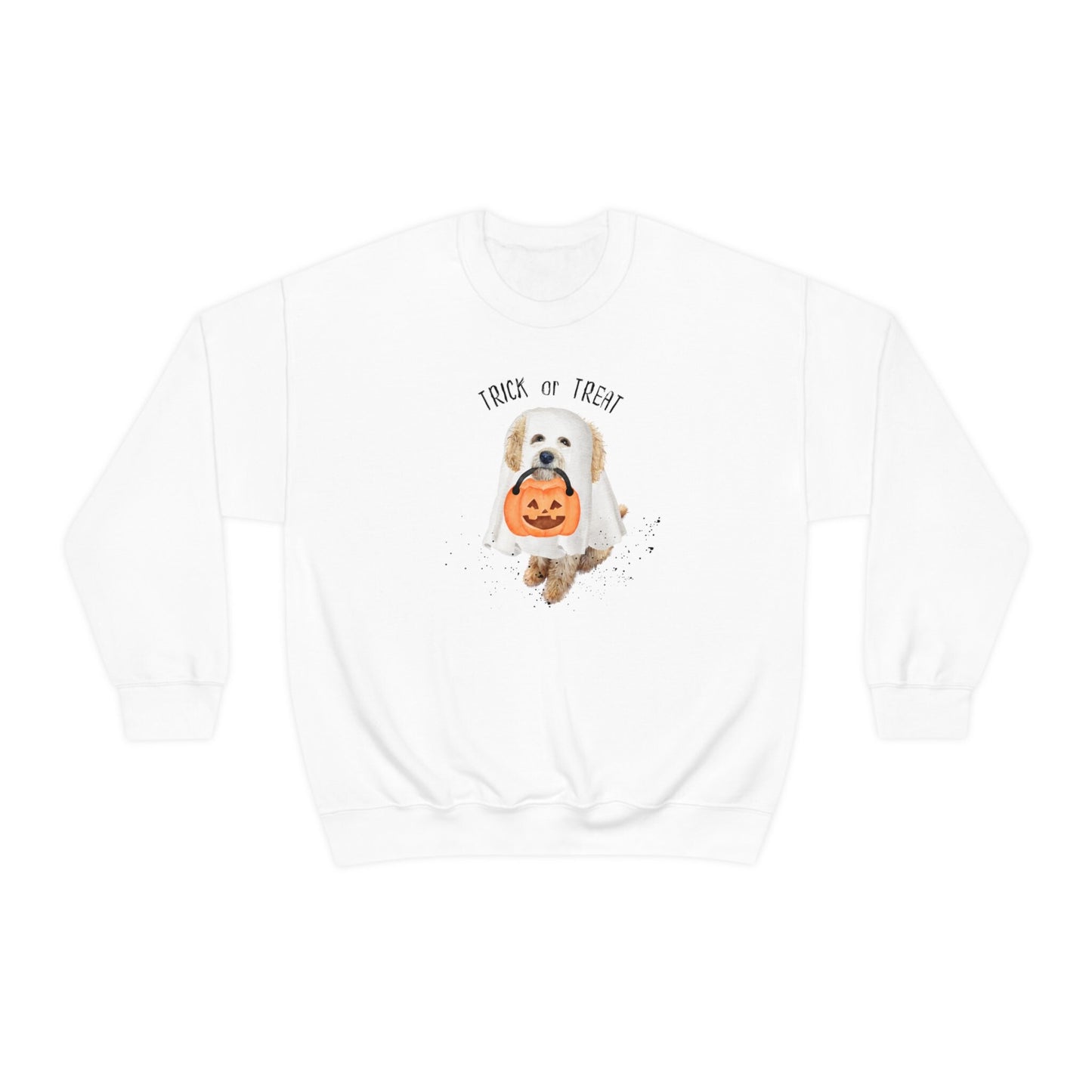 Halloween Doodle Dog Ghost Sweatshirt - Trick or Treat Doodle Sweatshirt, Doodle Mom Halloween Gift, Cavapoo Halloween, Labr