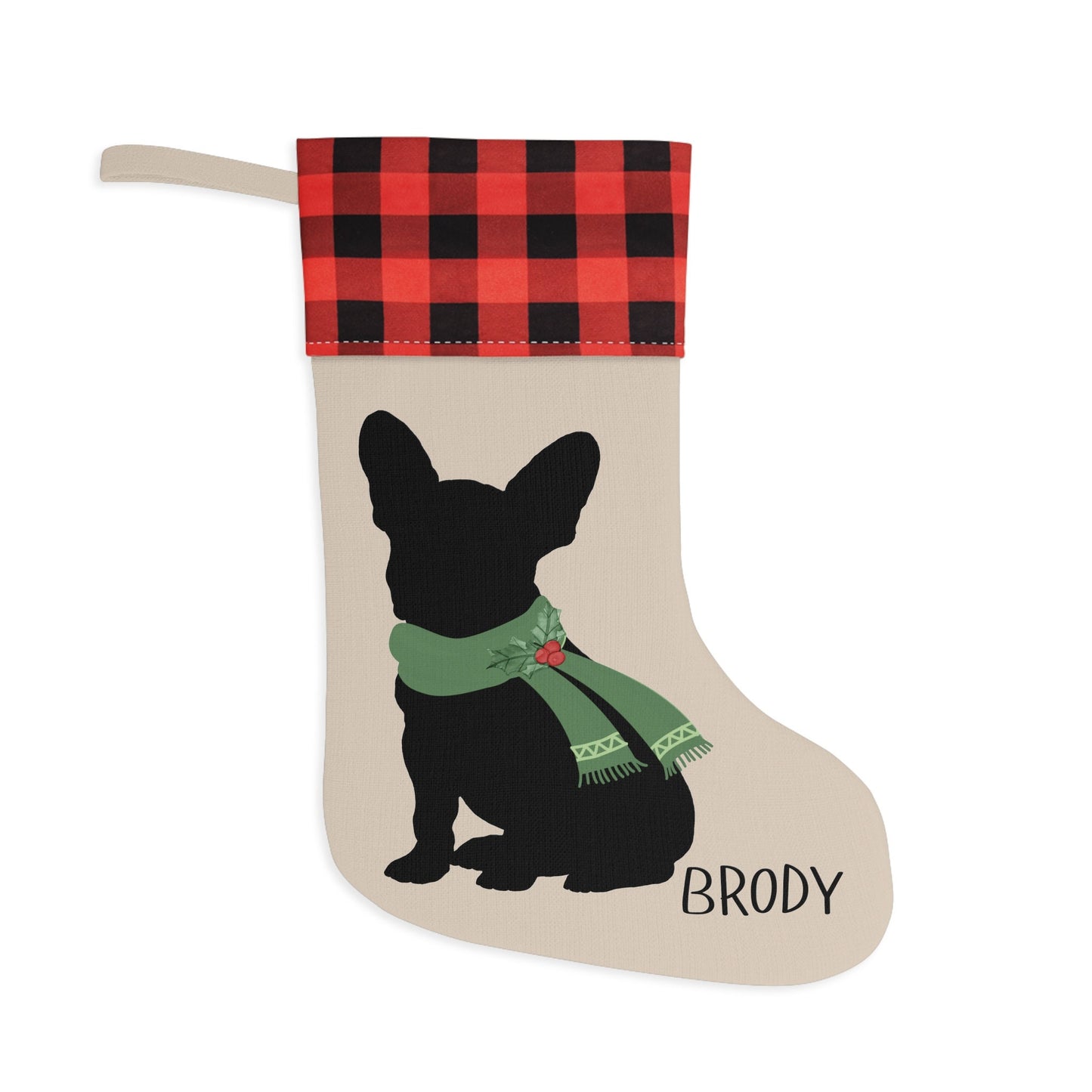 Personalized Dog Christmas Stocking - French Bulldog Stocking, Frenchie Mom or Dad Holiday Gift, Minimalistic and Neutral Decor