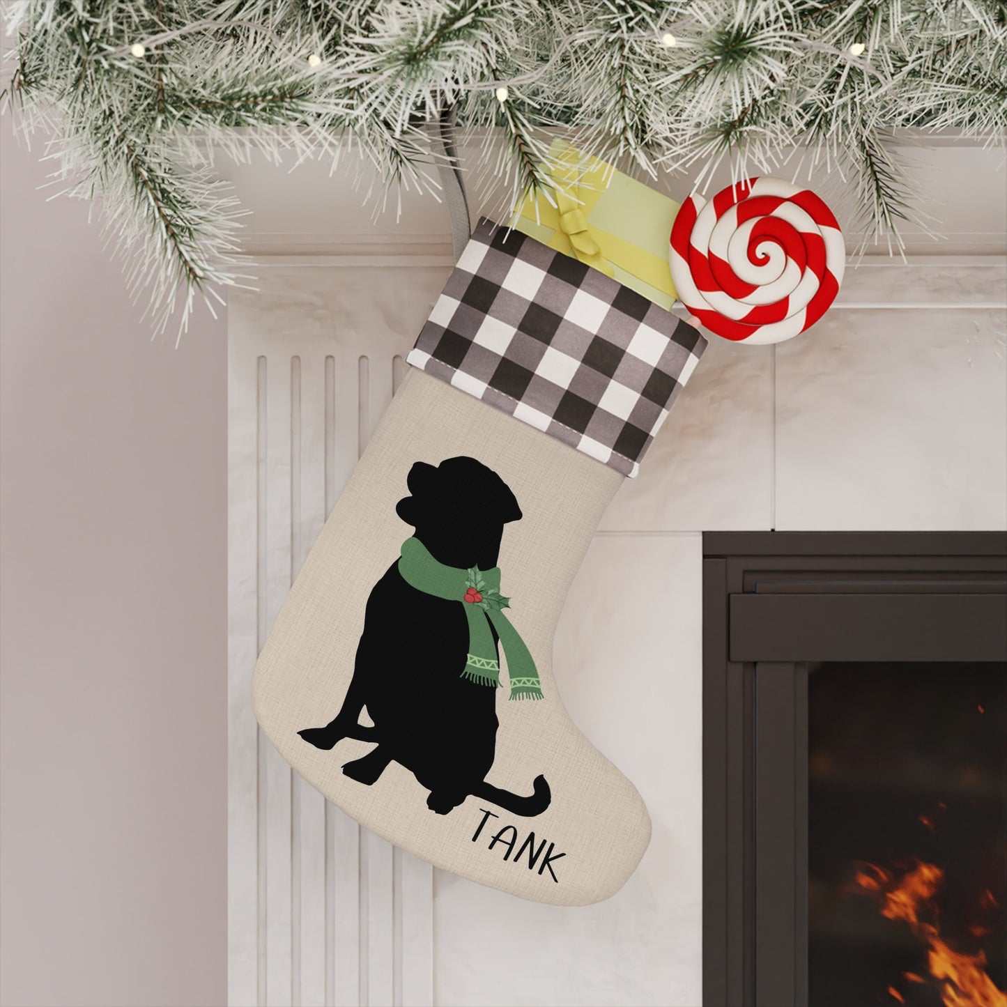 Personalized Dog Christmas Stocking - Rottweiler Stocking, Rottie Mom or Dad Holiday Gift, Minimalistic and Neutral Decor