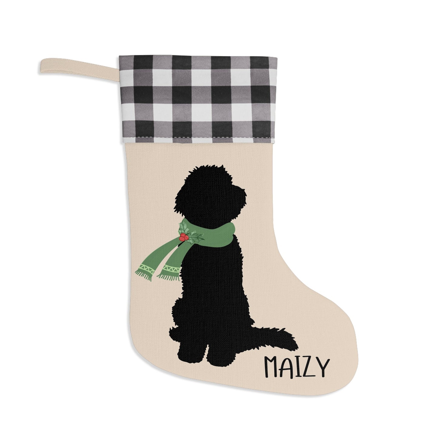 Personalized Dog Christmas Stocking - Doodle Dog  Silhouette Stocking, Goldendoodle, Bernedoodle, Labradoodle Etc., Minimalistic D