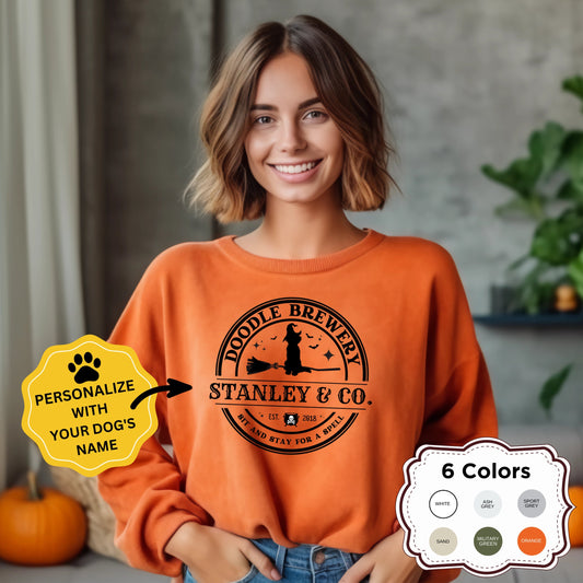 Personalized Doodle Dog Halloween Sweatshirt - Respresents Most Doodle Breeds, Goldendoodle, Labradoodle, Bernedoodle Etc, Doodle