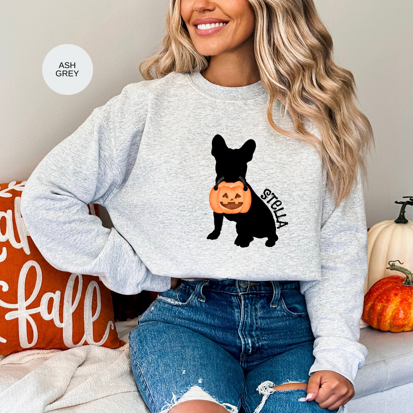 Personalized Frenchie - French Bulldog Halloween Sweatshirt, French Bulldog Mom Gift Shirt, Custom Halloween Dog Sweatshirt