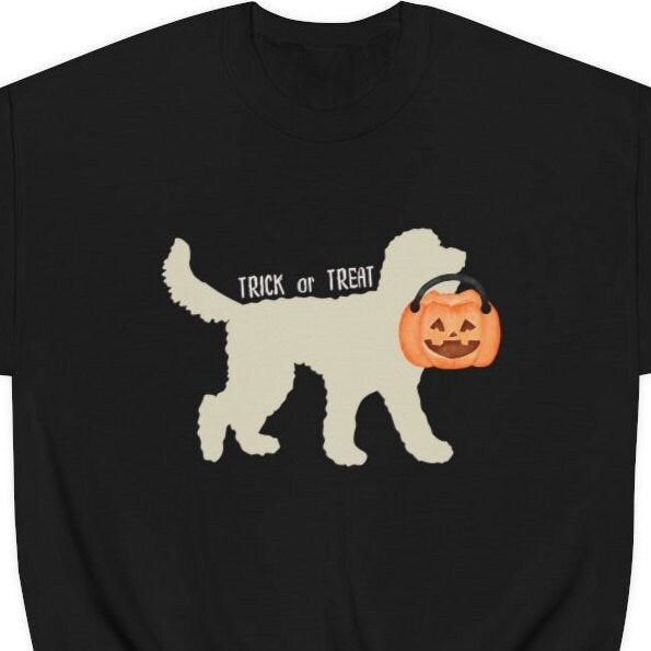 Doodle Dog Halloween Sweatshirt Represents Light Colored Doodle Dogs - Goldendoodle, Labradoodle, Double Doodle and Other Doodle Box