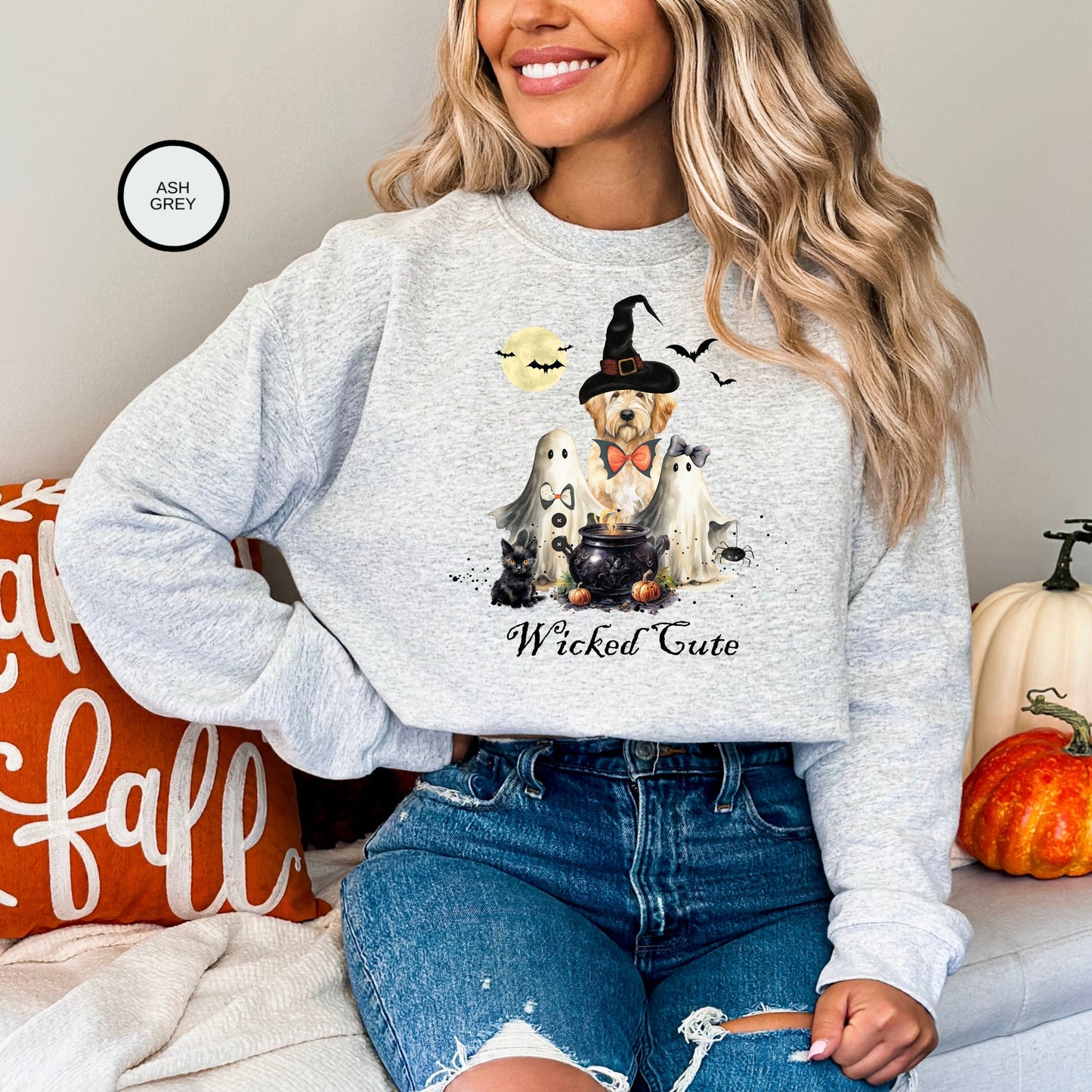 Goldendoodle Dog Halloween Wicked Cute Sweatshirt - Doodle Mom Gift, Trick or Treat Shirt Goldendoodle, Labradoodle & More