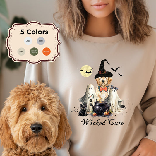 Goldendoodle Dog Halloween Wicked Cute Sweatshirt - Doodle Mom Gift, Trick or Treat Shirt Goldendoodle, Labradoodle & More