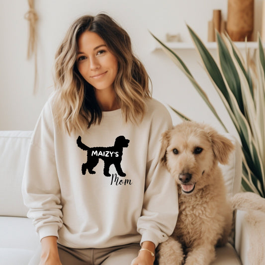 Personalized Doodle Dog Silhouette Mom Sweatshirt - Goldendoodle, Labradoodle, Bernedoodle, Sheepadoodle Etc., Doodle Mom Gift