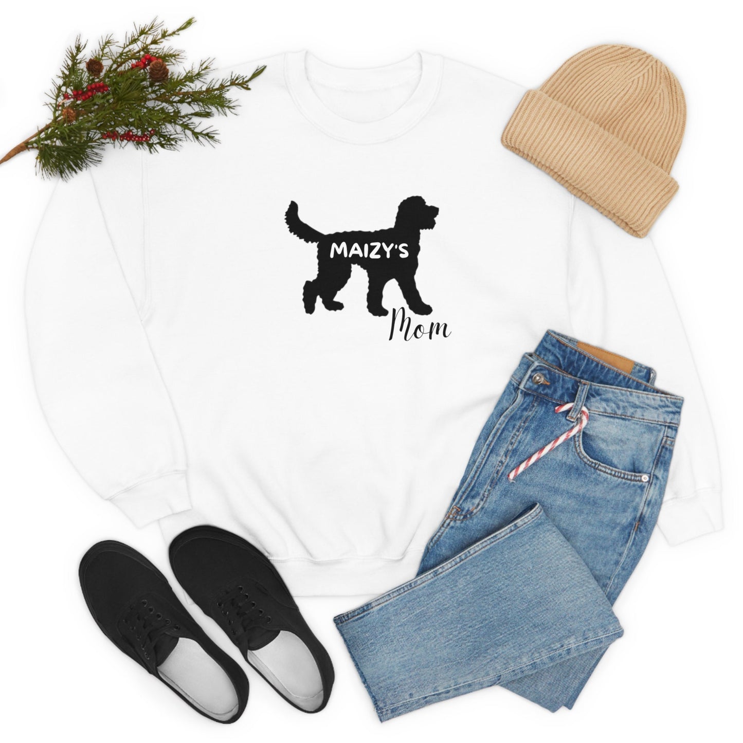 Personalized Doodle Dog Mom Sweatshirt - Goldendoodle, Labradoodle, Bernedoodle, Sheepadoodle etc.Silhouette, Aussiedoodle Mom