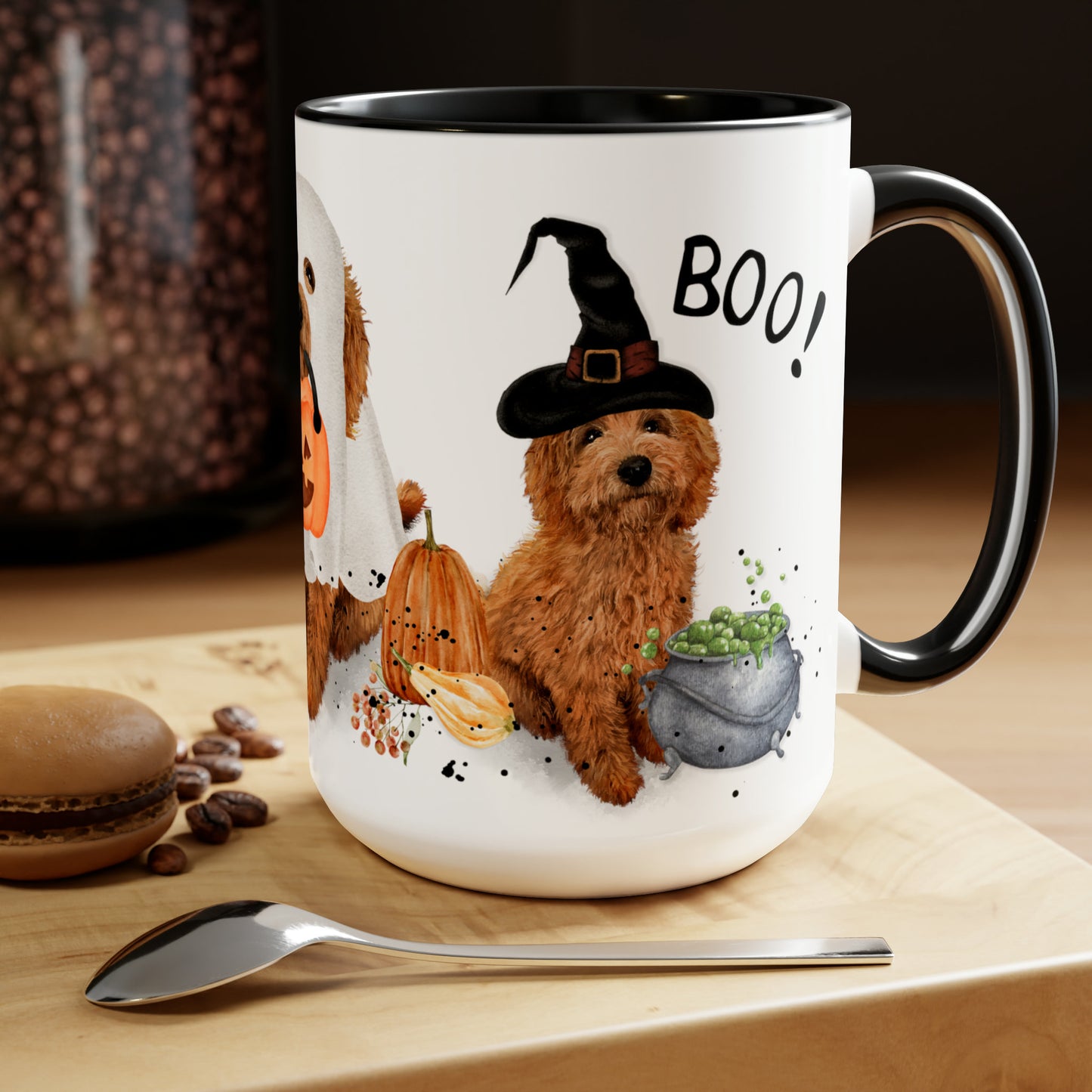 Doodle Dog Halloween Mug - Goldendoodle, Labradoodle, Cockapoo Large 15 Oz Mug, Perfect Halloween Gift Idea for Doodle Mom