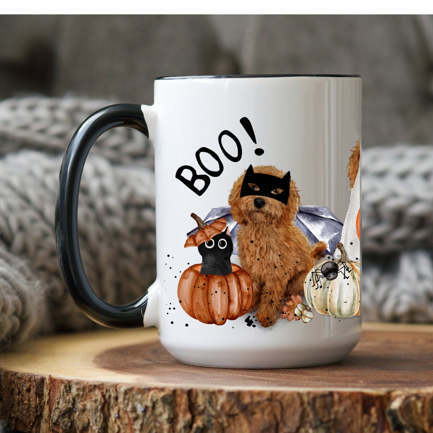 Doodle Dog Halloween Mug - Goldendoodle, Labradoodle, Cockapoo Large 15 Oz Mug, Perfect Halloween Gift Idea for Doodle Mom