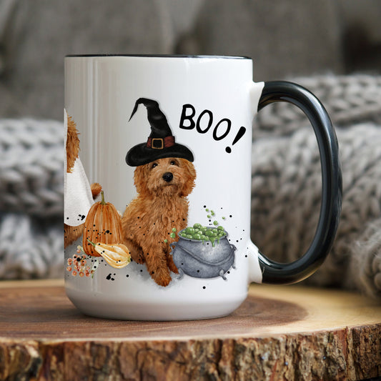 Doodle Dog Halloween Mug - Goldendoodle, Labradoodle, Cockapoo Large 15 Oz Mug, Perfect Halloween Gift Idea for Doodle Mom