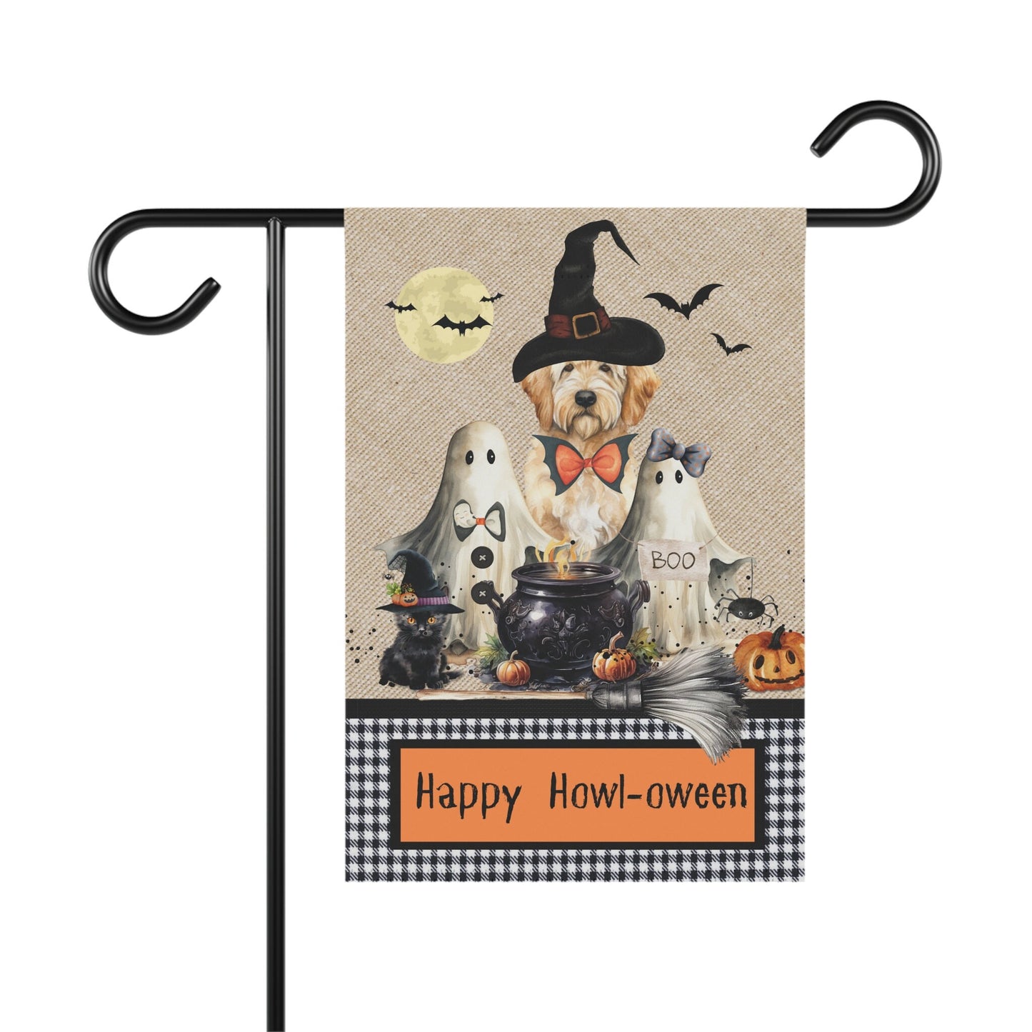 Goldendoodle Halloween Dog Fall Garden Flag  Banner - Double-sided, Goldendoodle, Labradoodle, Spooky Dog Flag, Dog Halloween Flag