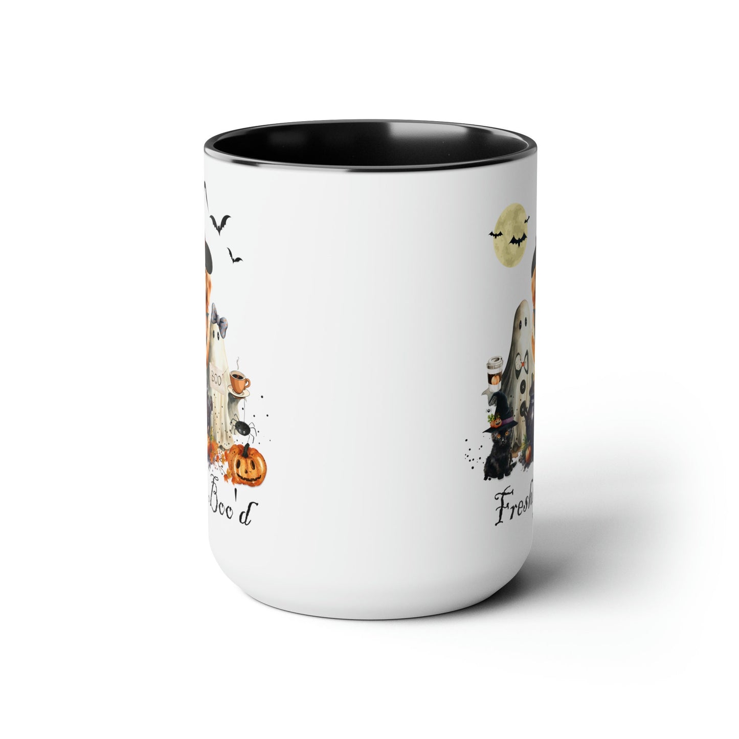 Golden Retriever Dog Halloween Mug "Freshly Boo'd " - Spooky Ghosts and Doodle, Large 15 Oz Mug, Funny Halloween Gift for Retrieve