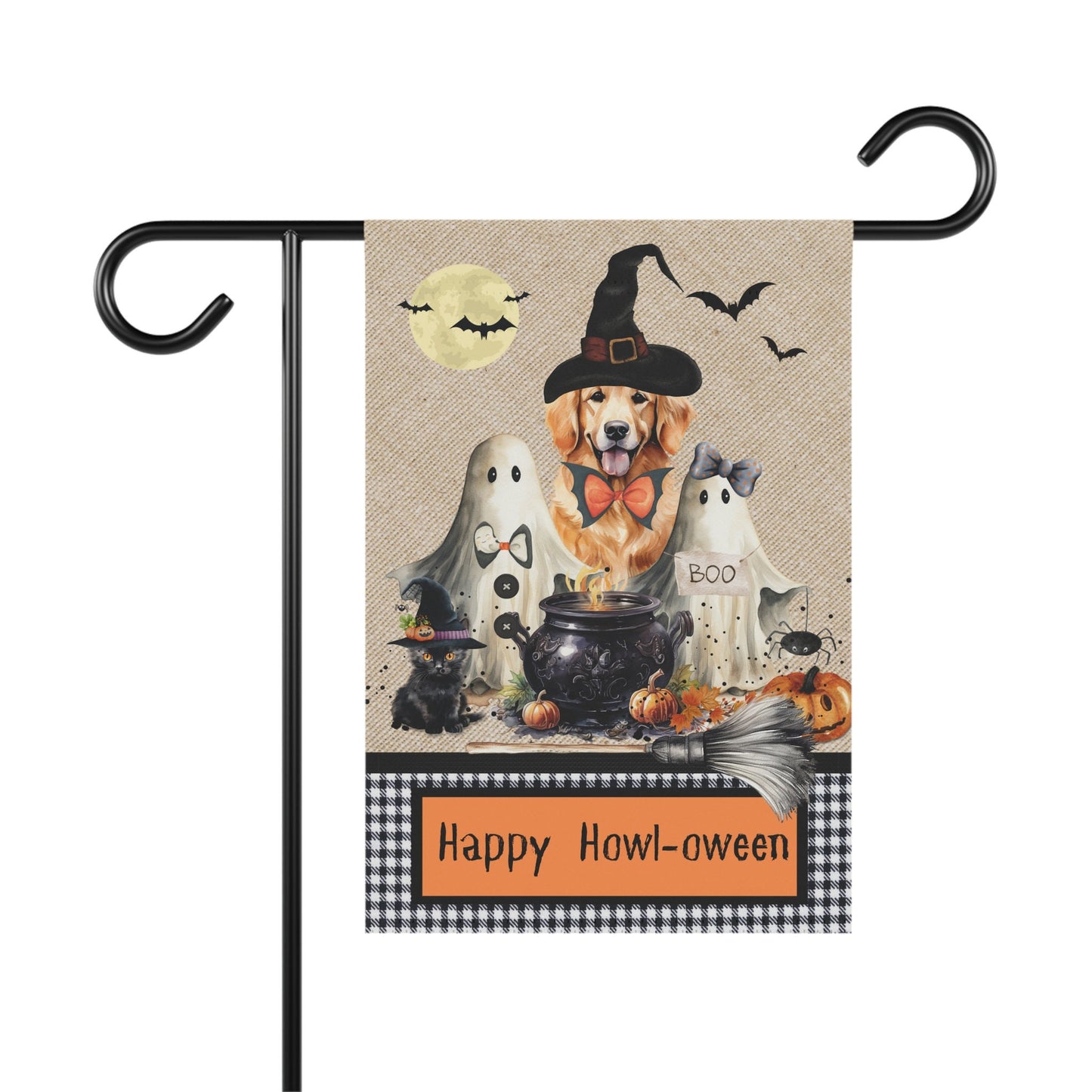 Golden Retriever Dog Halloween Fall Garden - House Flag, Double-sided Banner, Spooky Doodle Dog Flag, Retriever Mom Gift