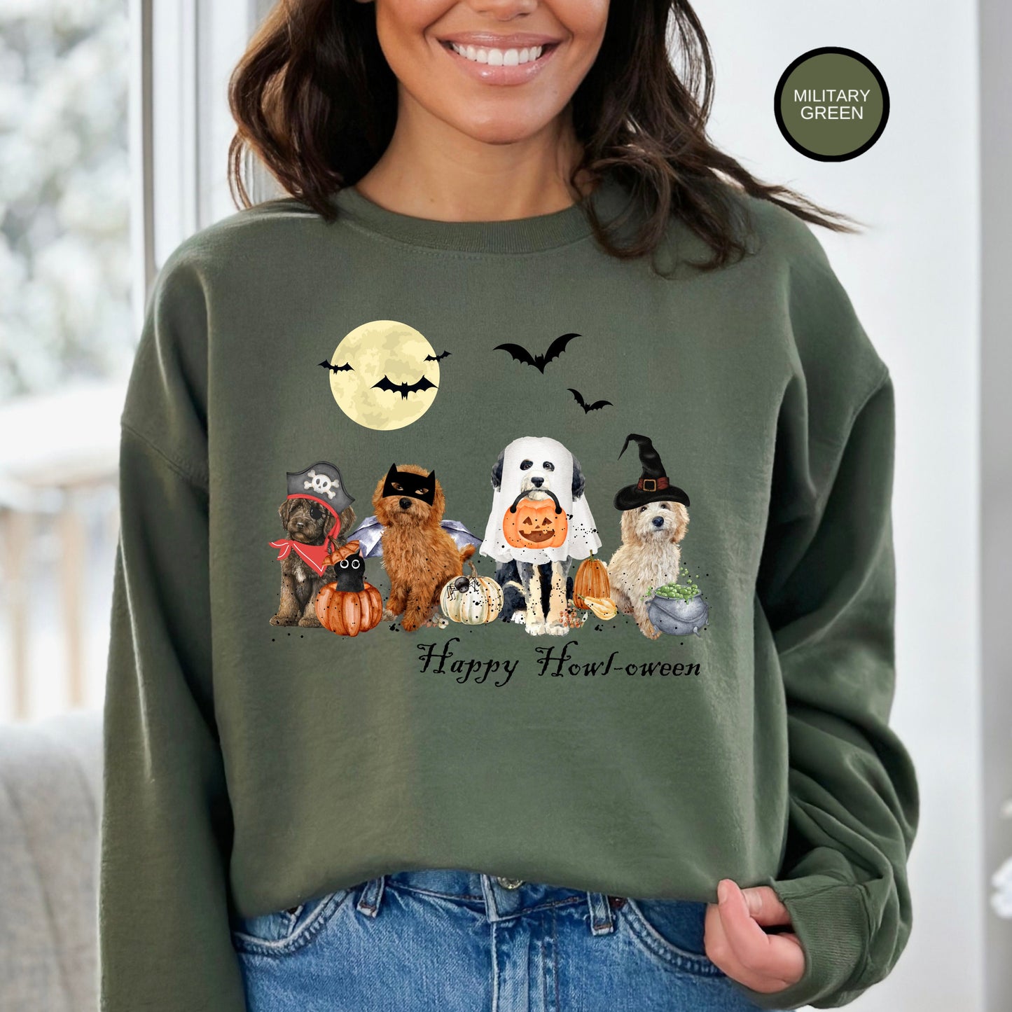 Halloween Dogs Sweatshirt - Ghost Doodle Dogs Halloween Sweatshirt, Goldendoodle, Labradoodle, Bernedoodle, Aussiedoodle Shirt