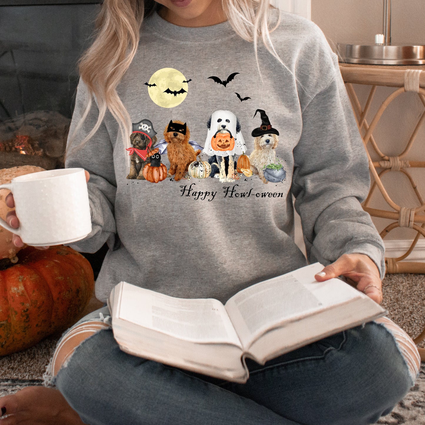 Halloween Dogs Sweatshirt - Ghost Doodle Dogs Halloween Sweatshirt, Goldendoodle, Labradoodle, Bernedoodle, Aussiedoodle Shirt