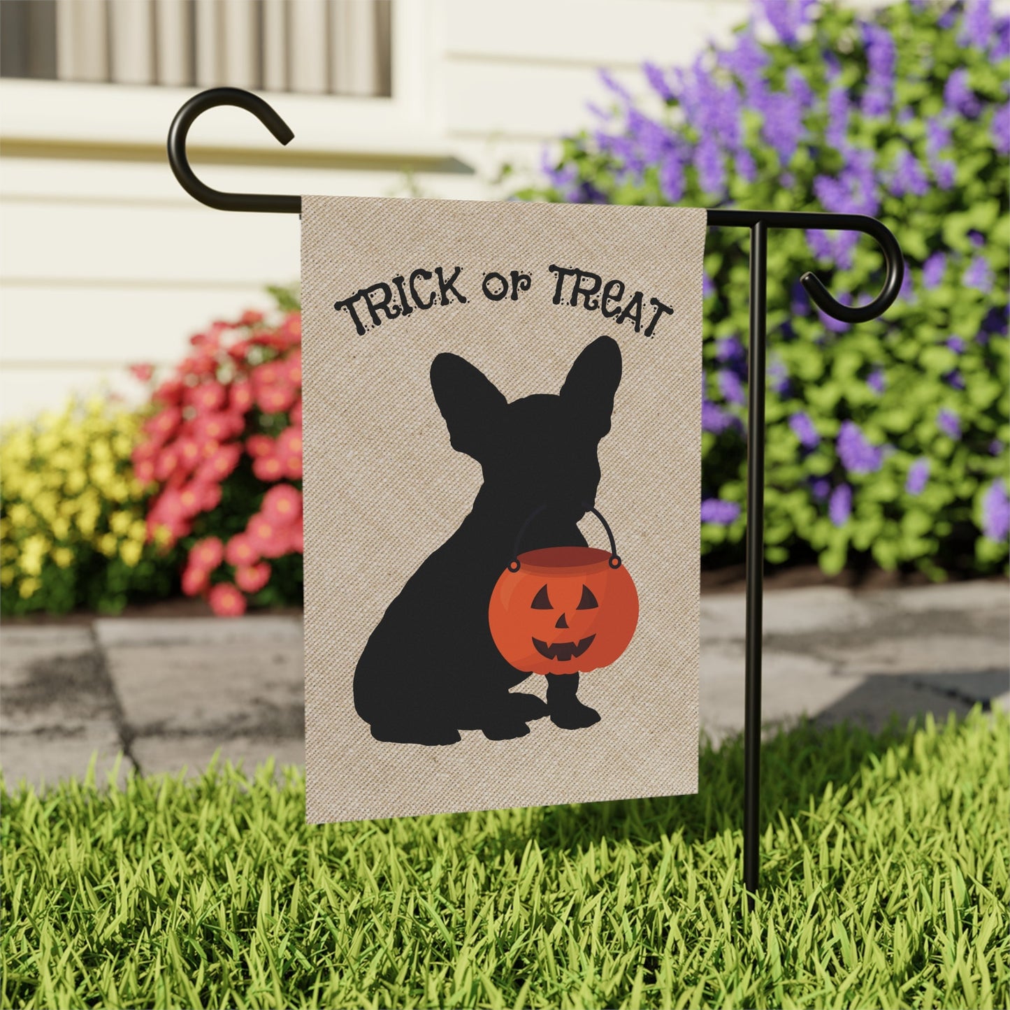 Frenchie - French Bulldog Fall, Halloween Lawn & Garden House Flag, Double-sided Banner, Frenchie Mom Gift, Stand Not Included