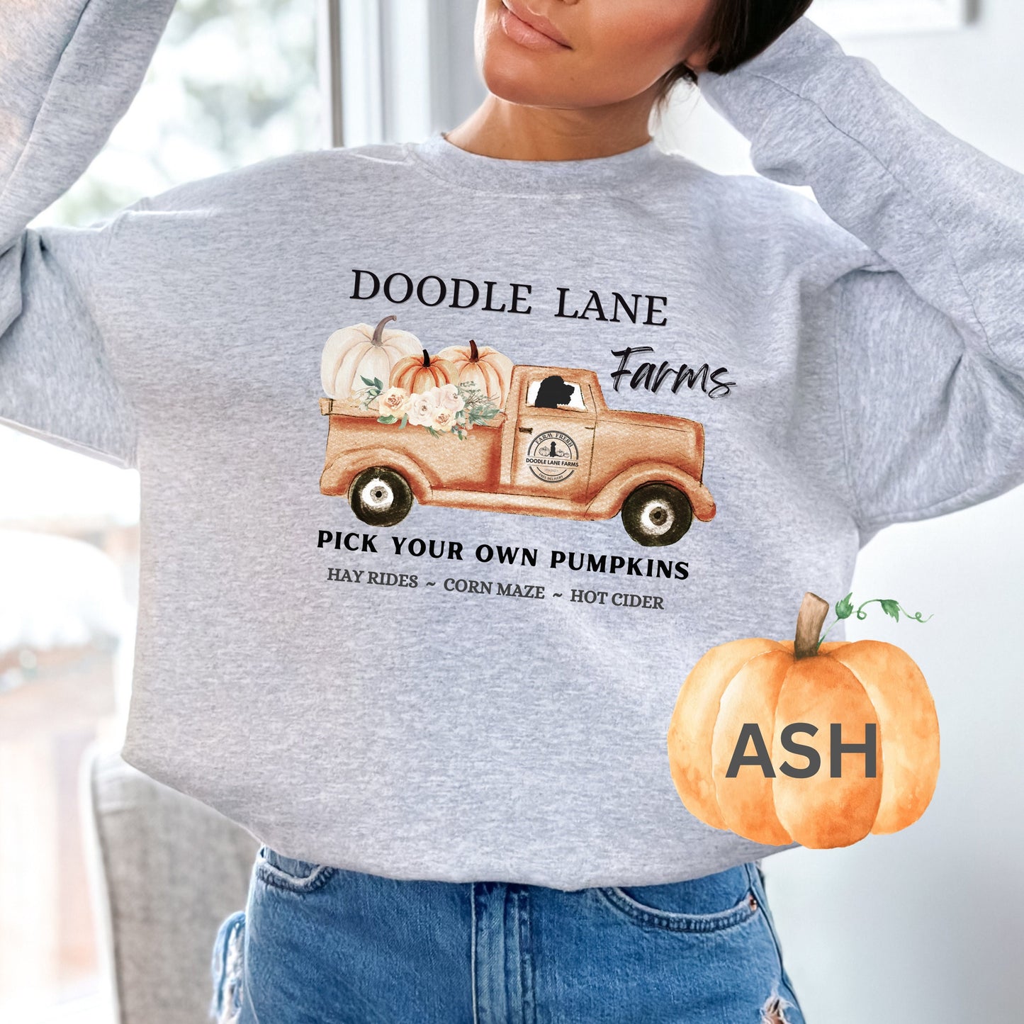 Doodle Dog Fall Sweatshirt - Goldendoodle, Labradoodle, Aussiedoodle, Doodle Mom Gift Shirt, Doodle Lane Pumpkin Patch Shirt