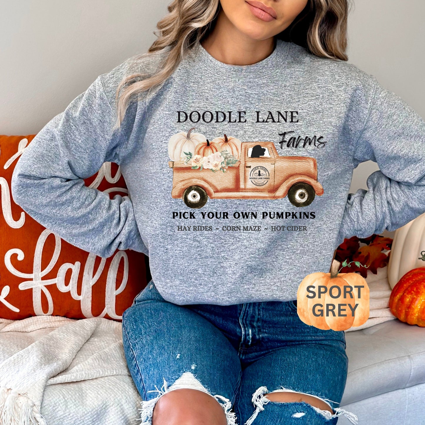 Doodle Dog Fall Sweatshirt - Goldendoodle, Labradoodle, Aussiedoodle, Doodle Mom Gift Shirt, Doodle Lane Pumpkin Patch Shirt