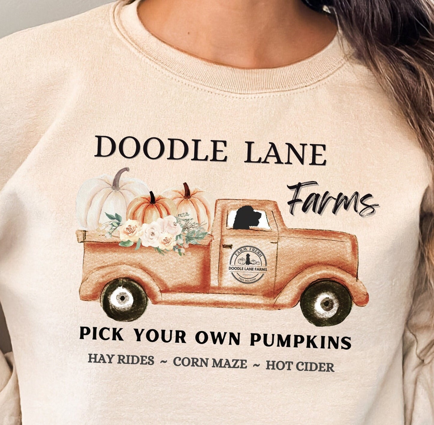 Doodle Dog Fall Sweatshirt - Goldendoodle, Labradoodle, Aussiedoodle, Doodle Mom Gift Shirt, Doodle Lane Pumpkin Patch Shirt