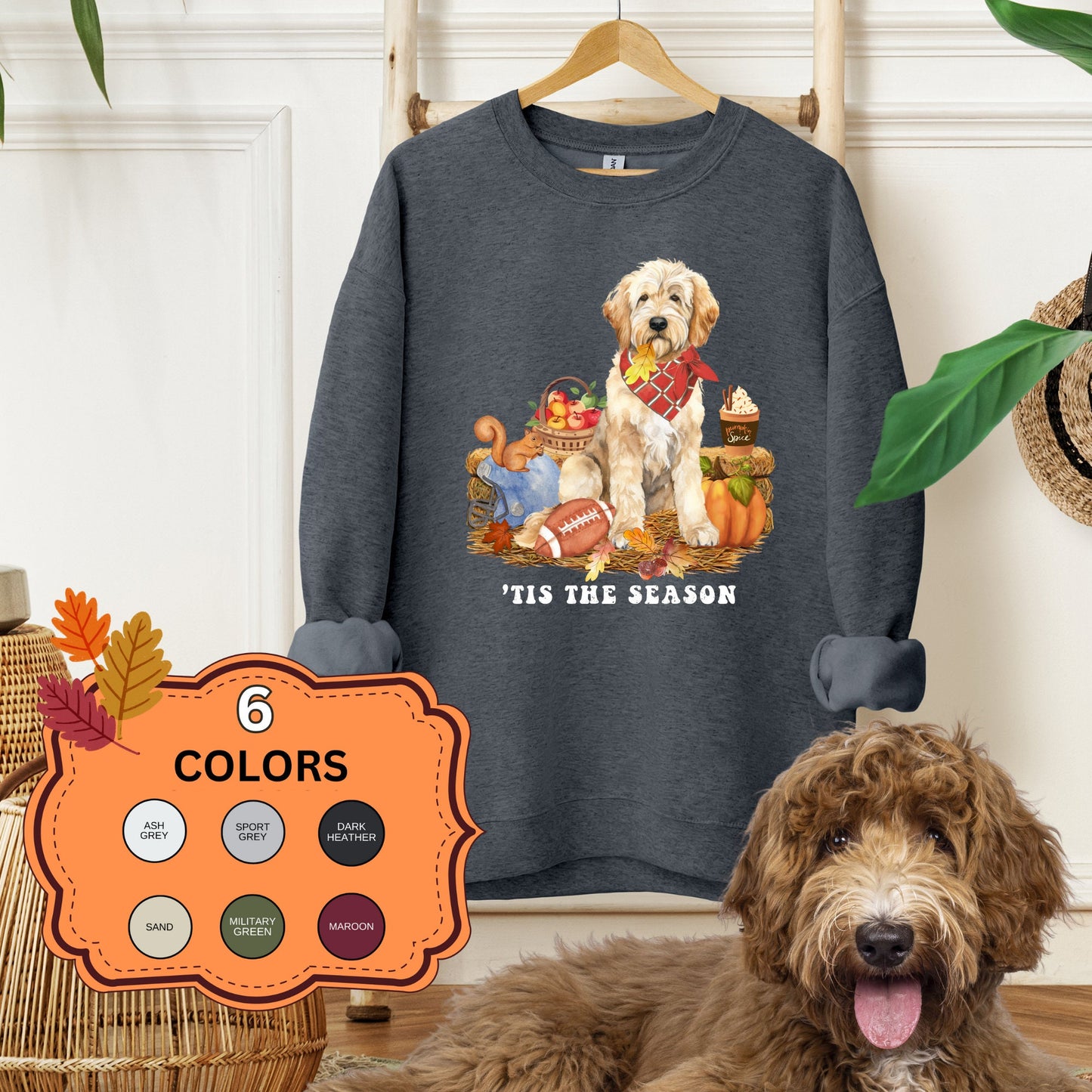 Goldendoodle Dog Fall Sweatshirt - Goldendoodle, Football, Pumpkin Spice, Doodle Mom Shirt, Autumn Labradoodle, Double Doodle Shir