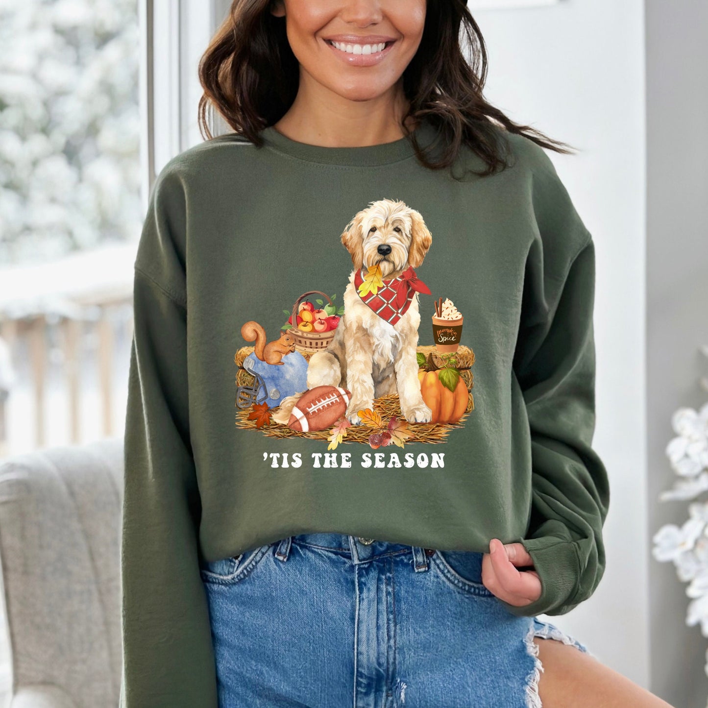 Goldendoodle Dog Fall Sweatshirt - Goldendoodle, Football, Pumpkin Spice, Doodle Mom Shirt, Autumn Labradoodle, Double Doodle Shir