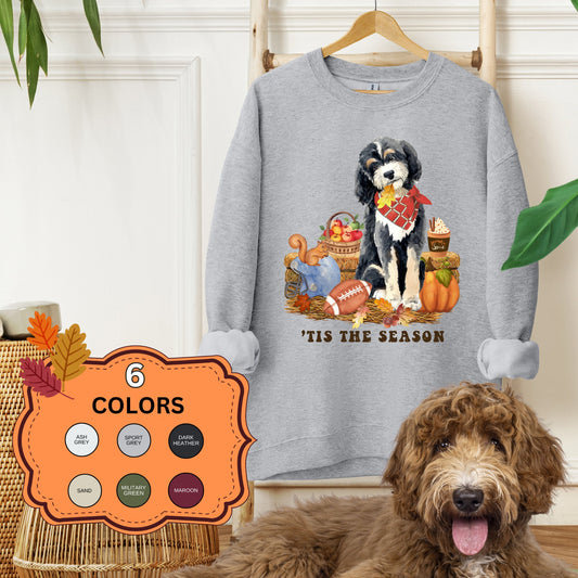 Bernedoodle Dog Fall Sweatshirt - Bernedoodle, Football, Pumpkin Spice, Doodle Mom Shirt, Autumn Doodle Dog Shirt