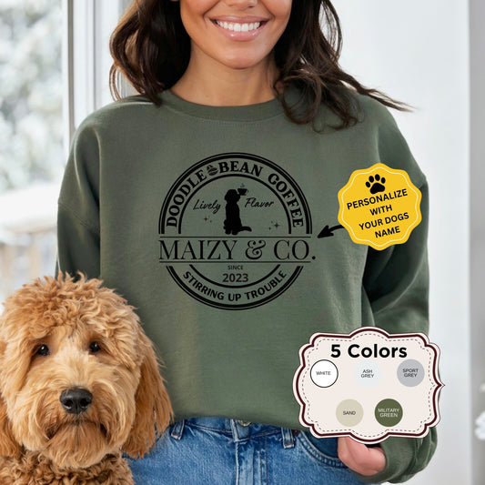 Personalized Doodle Dog Coffee Sweatshirt - Perfect Gift for Coffee Lovers & Doodle Moms, Goldendoodle, Labradoodle, Bernedoodle E