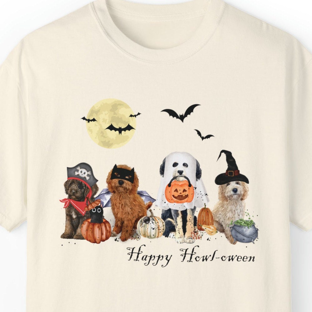 Comfort Colors® Dog Ghost Halloween T-shirt - Cute Doodle Dog Mom Shirt Gift, Goldendoodle, Labradoodle, Bernedoodle, Etc., Unisex