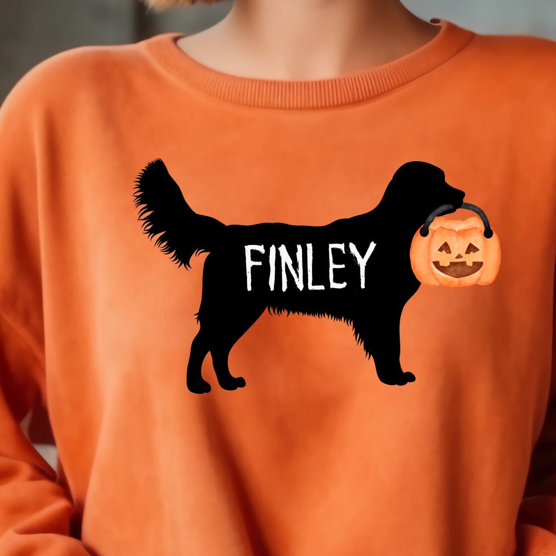 Personalized Golden Retriever Halloween Sweatshirt - Golden Retriever Mom Gift, Custom Halloween Dog Sweatshirt, Dog Mom Halloween