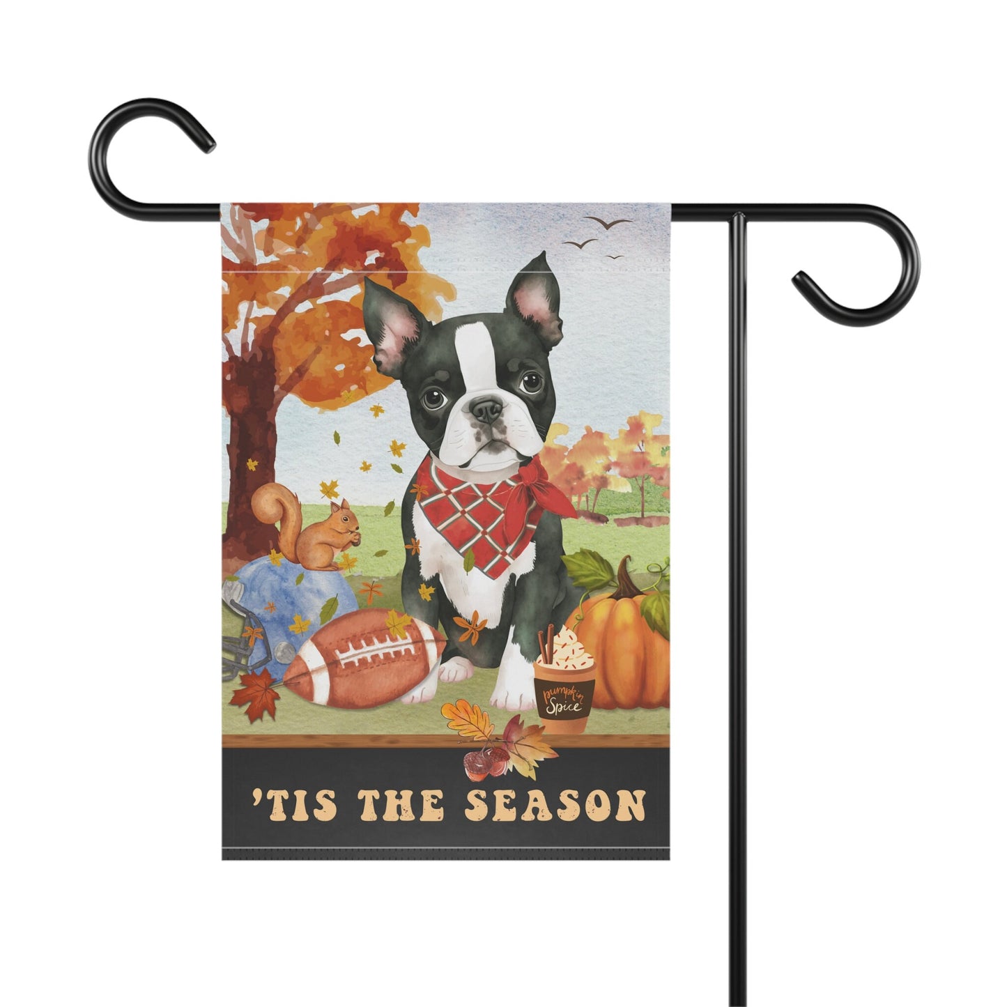 Boston Terrier Dog Fall Garden Flag - Football, Pumpkin Spice, Boston Terrier  Mom Gift, Boston Terrier  Lover Home Decor Hallowee