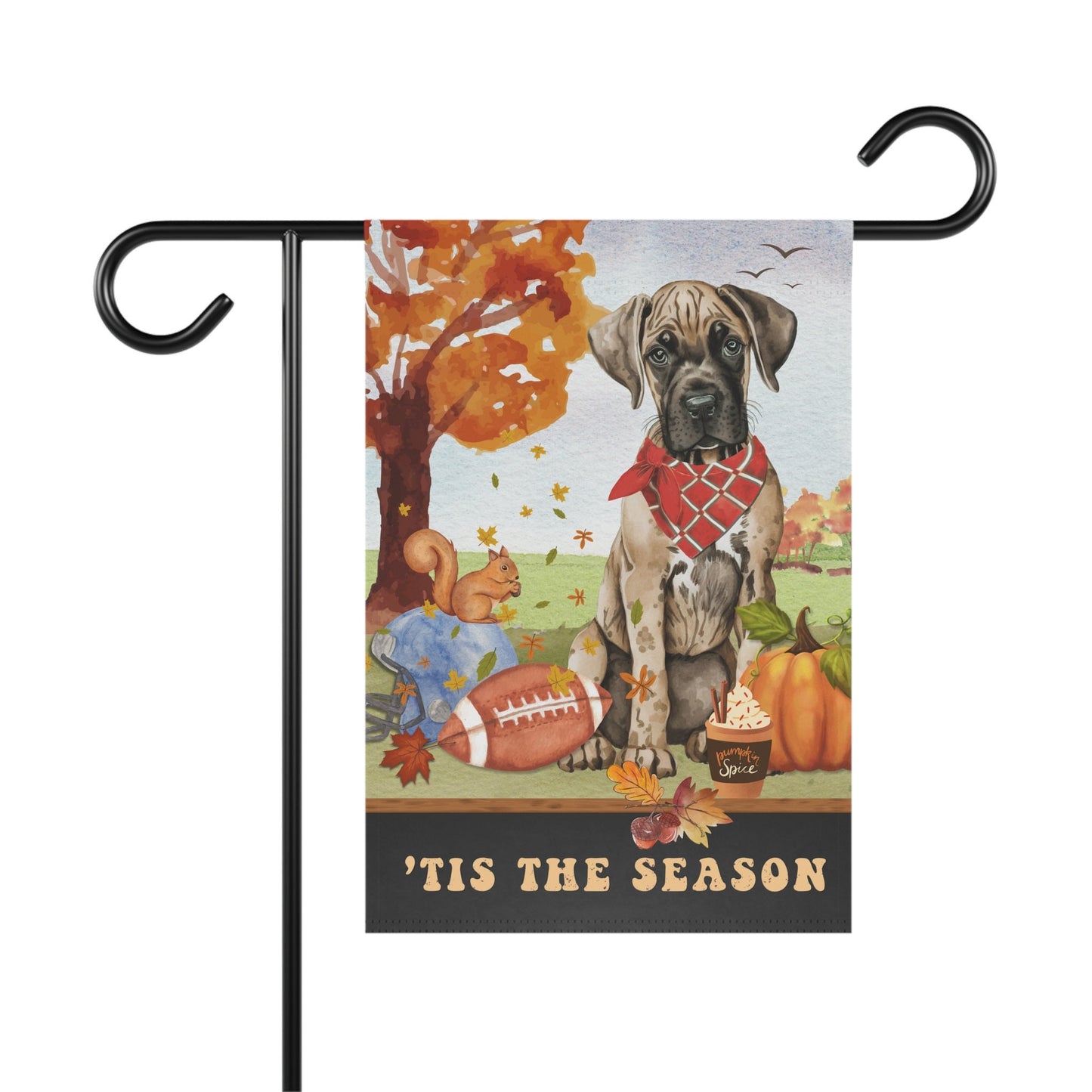 Great Dane Dog Fall Garden Flag - Football, Pumpkin Spice, Great Dane Mom Gift, Great Dane Lover Home Decor Halloween, Autumn