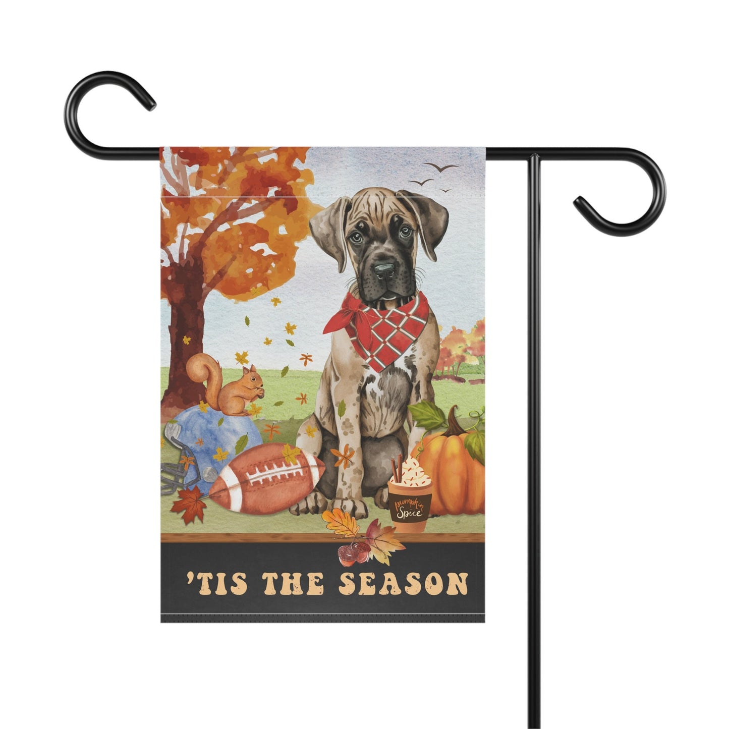 Great Dane Dog Fall Garden Flag - Football, Pumpkin Spice, Great Dane Mom Gift, Great Dane Lover Home Decor Halloween, Autumn