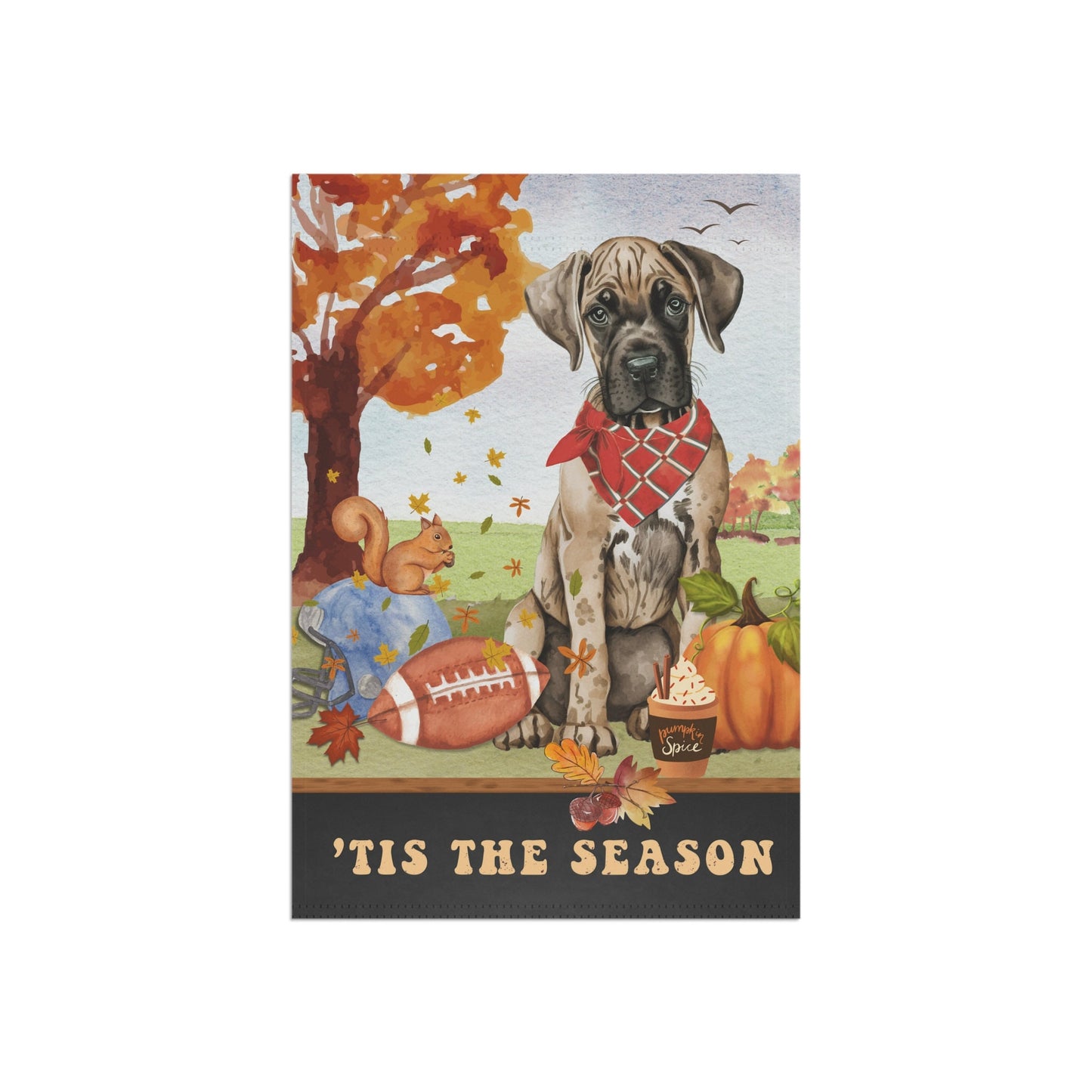 Great Dane Dog Fall Garden Flag - Football, Pumpkin Spice, Great Dane Mom Gift, Great Dane Lover Home Decor Halloween, Autumn