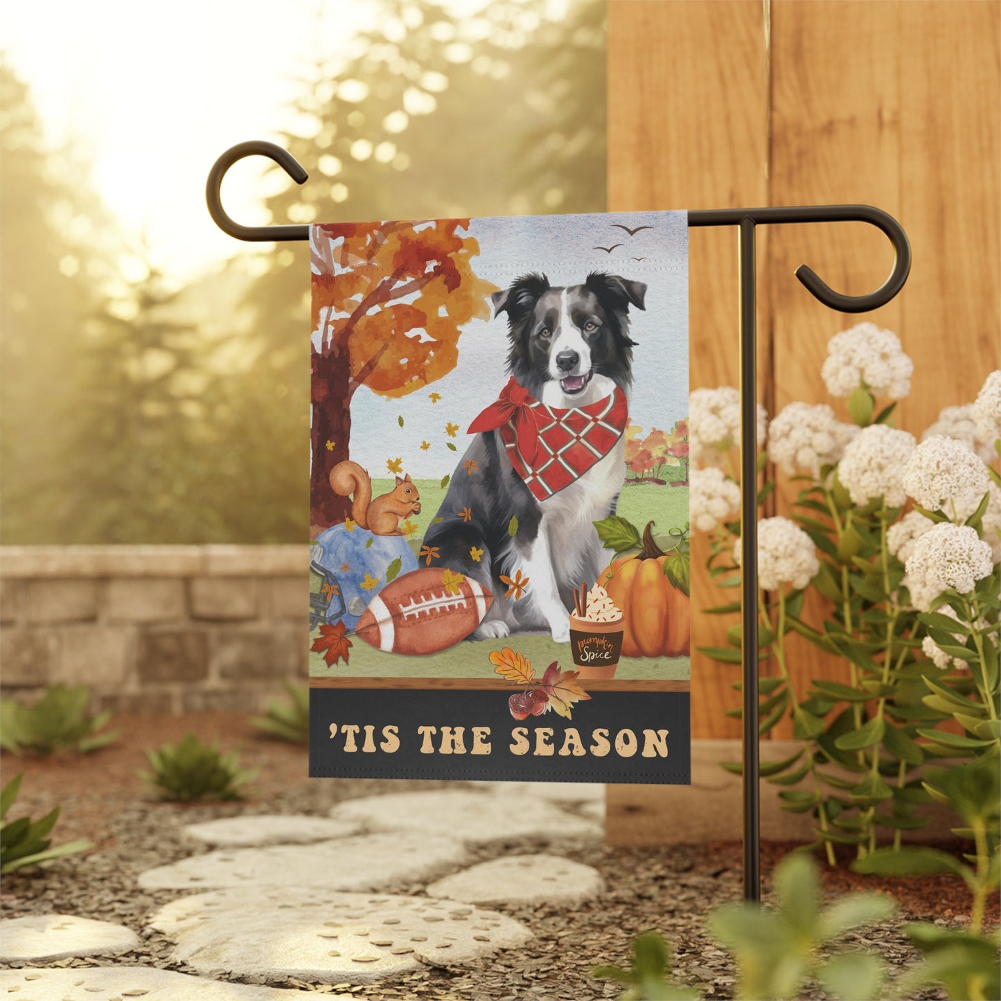 Border Collie Fall Garden Flag - Football, Pumpkin Spice, Border Collie Dog Mom Gift, Border Collie Lover Home Decor Halloween, Au