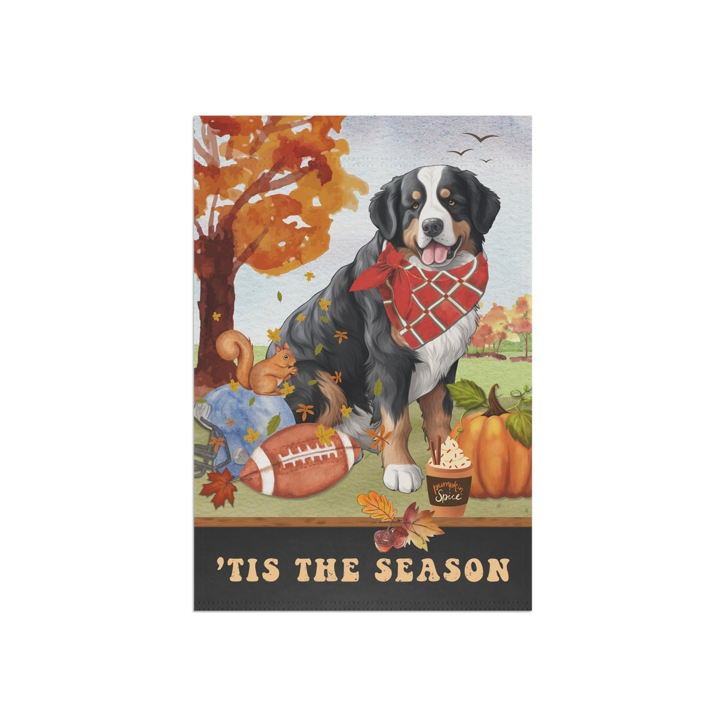 Bernese Mountain Dog Fall Garden Flag - Football, Pumpkin Spice, Bernese Mountain Dog Mom Gift, Bernese Lover Home Decor Halloween