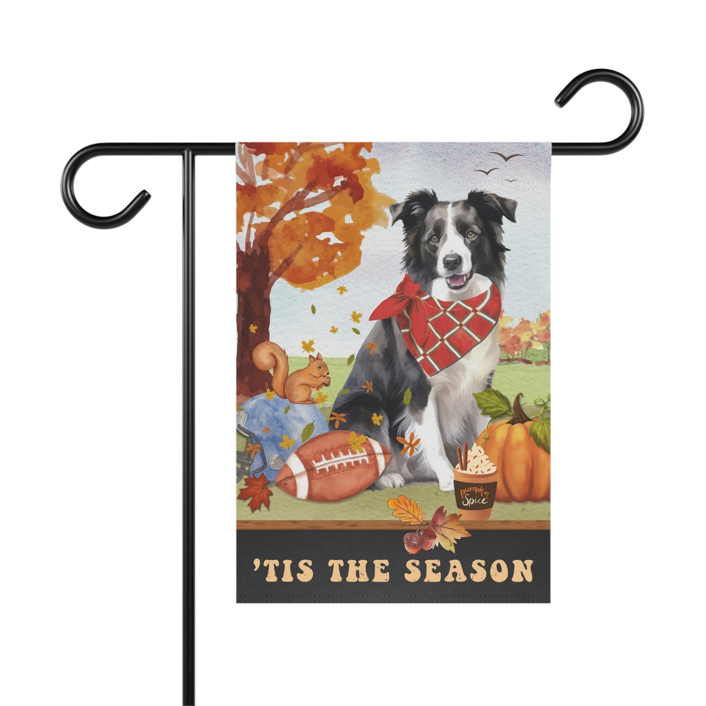 Border Collie Fall Garden Flag - Football, Pumpkin Spice, Border Collie Dog Mom Gift, Border Collie Lover Home Decor Halloween, Au