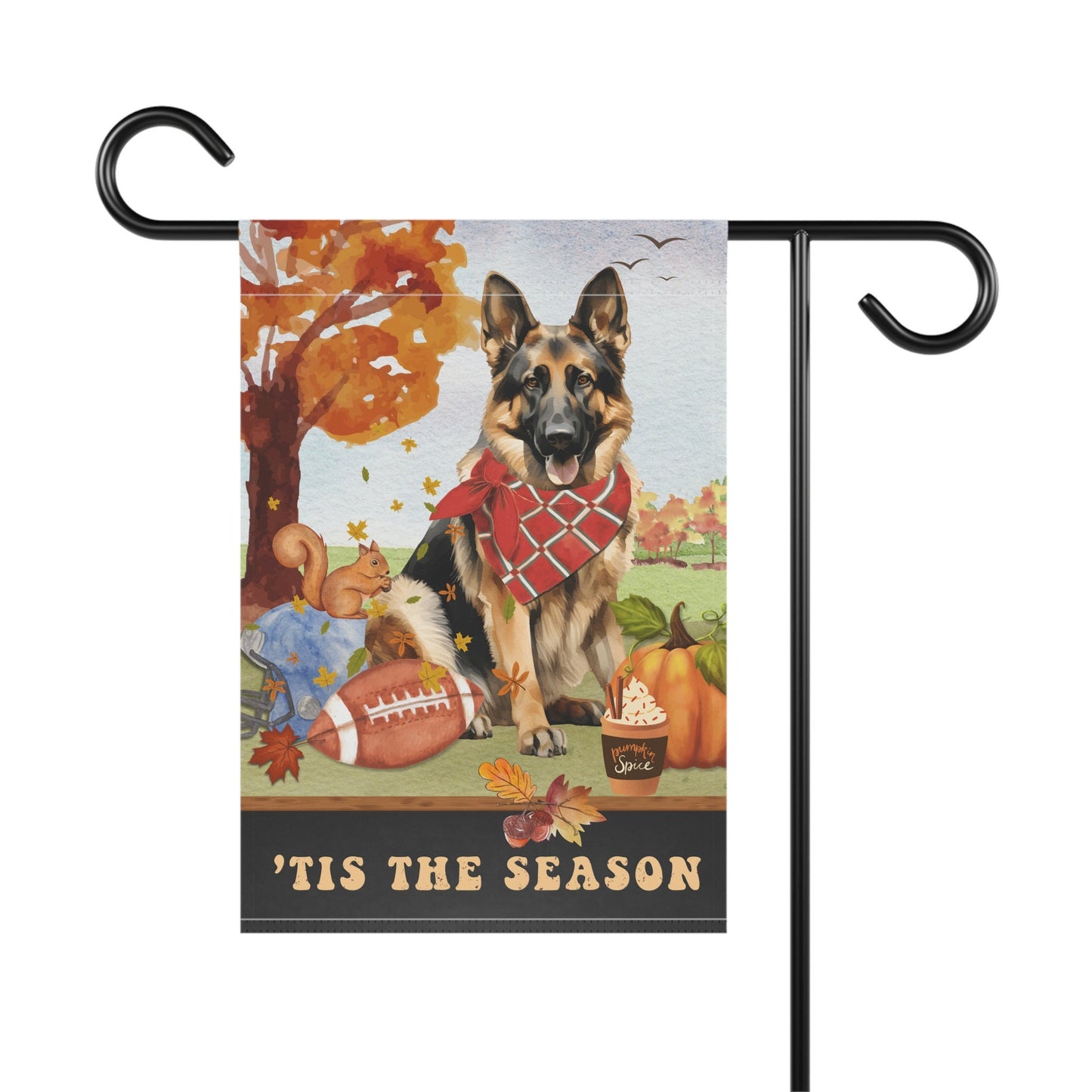 German Shepherd Fall Garden Flag - Football, Pumpkin Spice, German Shepherd Dog Mom Gift, German Shepherd Lover Home Decor Hallowe