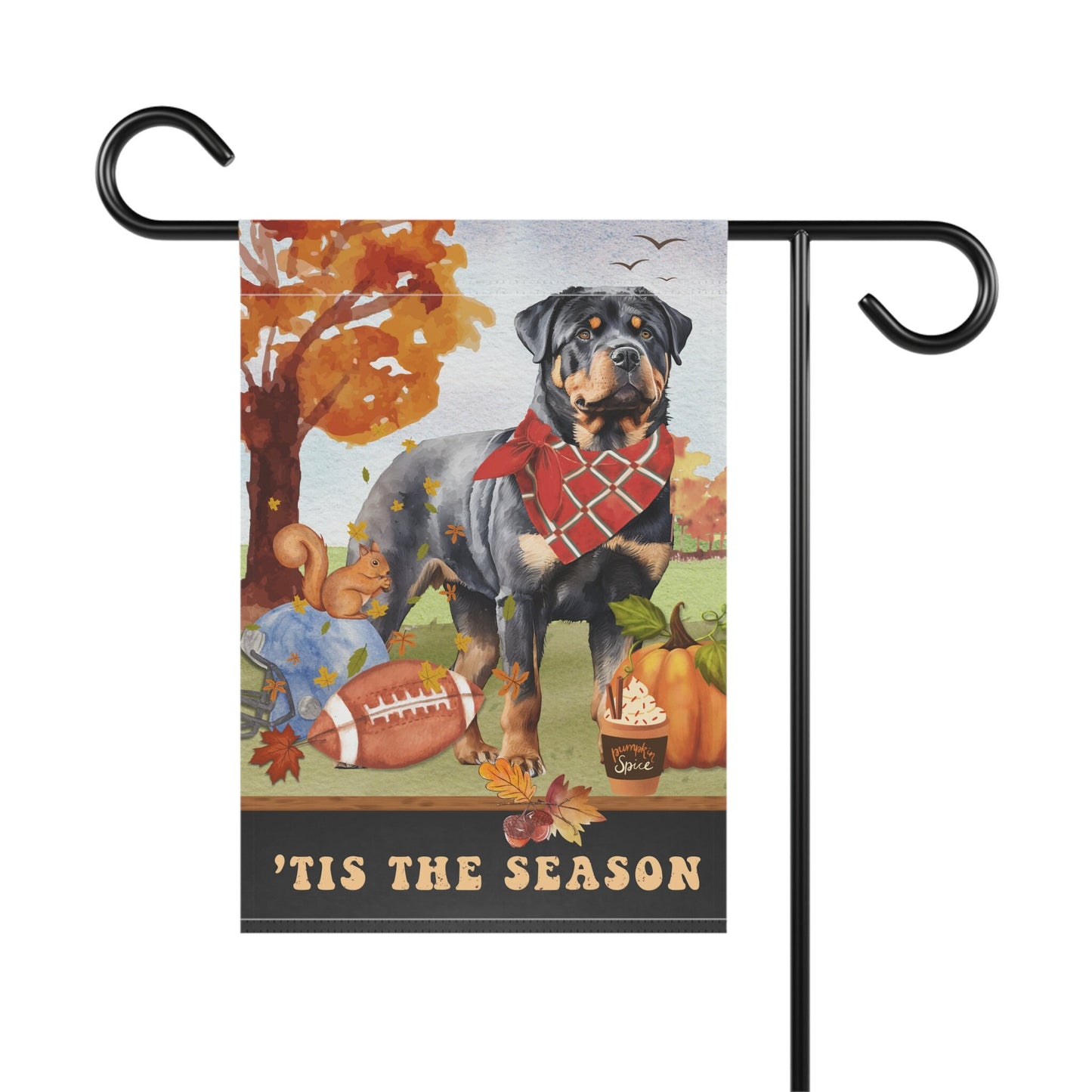 Rottweiler Fall Garden Flag - Football, Pumpkin Spice, Rottweiler Dog Mom Gift, Rottweiler Lover Home Decor Halloween, Autumn