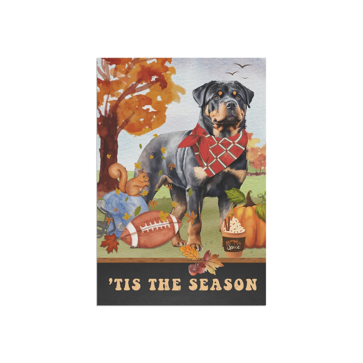 Rottweiler Fall Garden Flag - Football, Pumpkin Spice, Rottweiler Dog Mom Gift, Rottweiler Lover Home Decor Halloween, Autumn