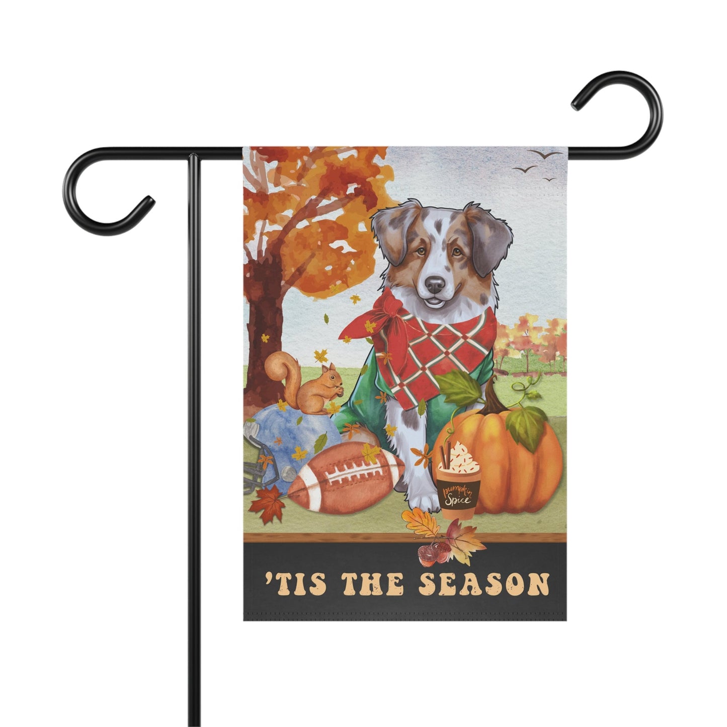 Australian Shepherd Fall Garden Flag - Football, Pumpkin Spice, Aussie Dog Mom Gift, Australian Shepherd Lover Home Decor Hallowee